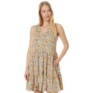 Toad&Co Women's Floral Mini Dress - Yellow and Blue small cotton